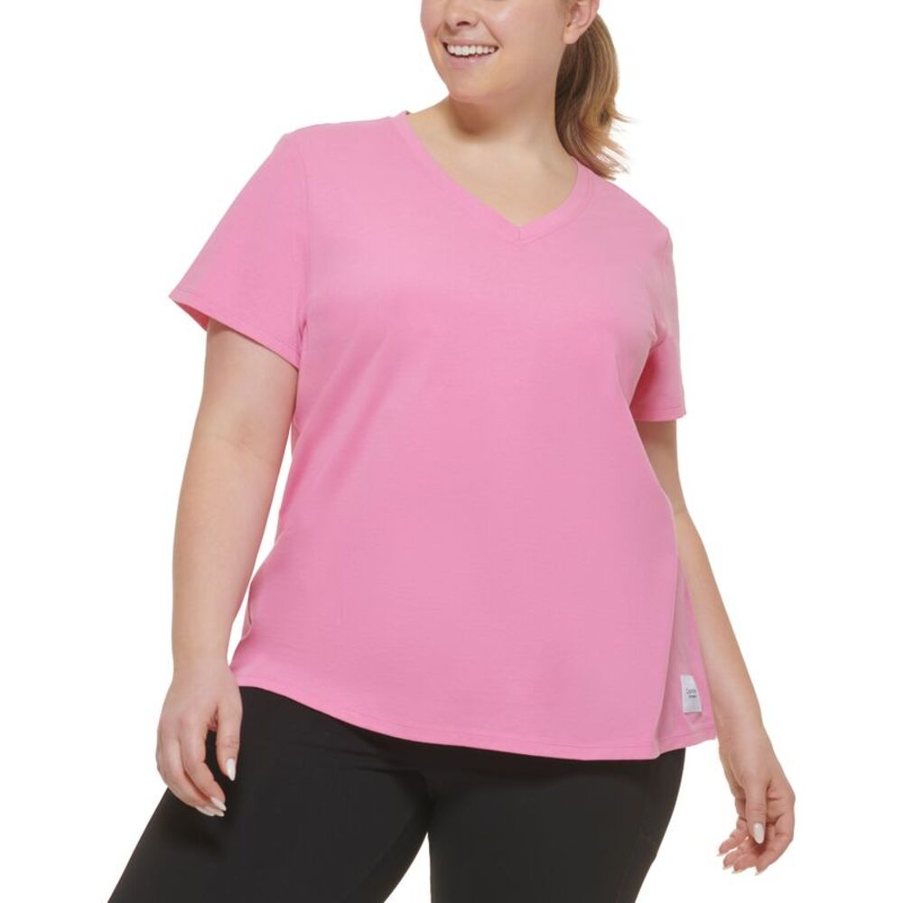 Calvin Klein Performance Womens Plus V-Neck Fitness Pullover Top